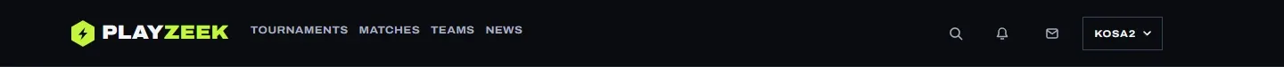 The page header: menu, search, bell, messages and the account menu